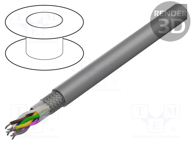 Wire; LiYCY-TP; 2x2x26AWG; shielded,tinned copper braid; PVC