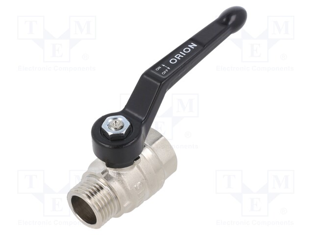 Mechanical ball valve; Temp: -15÷90°C; Mat: nickel plated brass