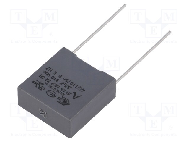 Capacitor: polypropylene; X2; 330nF; 15mm; ±10%; 18x7.5x18.5mm