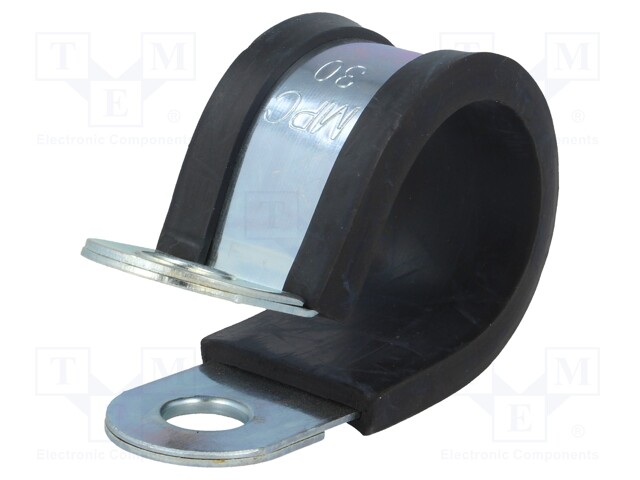 Fixing clamp; ØBundle : 30mm; W: 25mm; steel; Cover material: EPDM