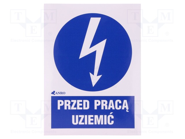 Safety sign; regulatory; W: 74mm; H: 105mm; FS