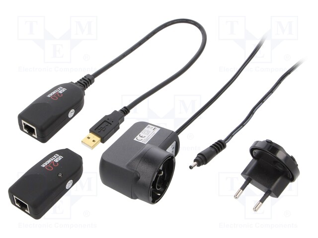 USB extender; USB 1.1,USB 2.0; black; Cat: 5e,6