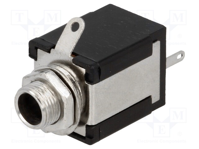 Socket; Jack 6,3mm; stereo; straight; for panel mounting; 10mm
