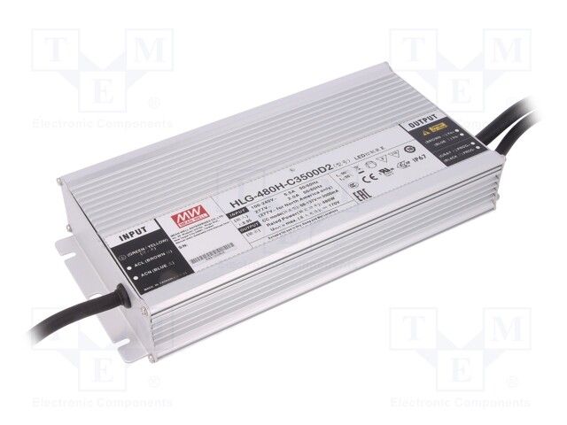Power supply: switched-mode; LED; 480W; 68÷137VDC; 3.5A; 90÷305VDC