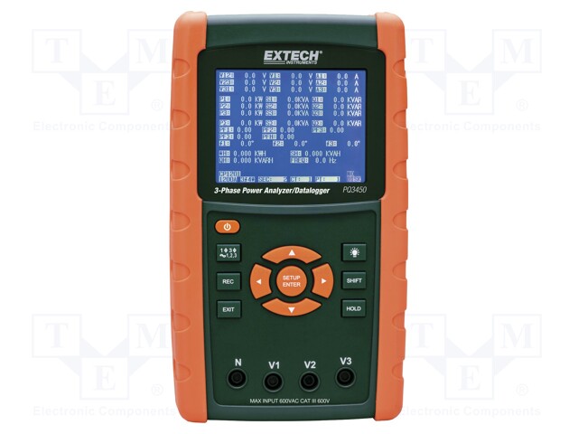 3-phase power quality analyser; LCD; VAC: 0,1÷600V; I AC: 3000A