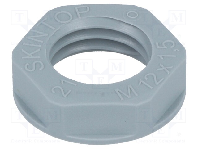 Nut; M12; polyamide; UL94V-2; 17mm; grey; -20÷100°C; Thread: metric