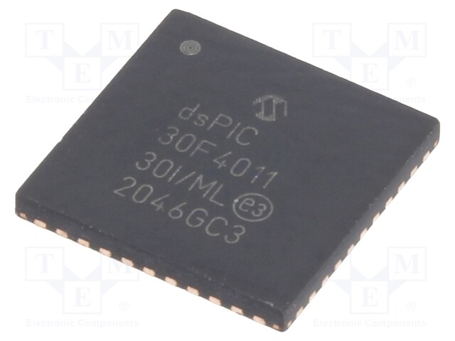 DsPIC microcontroller; SRAM: 2048B; Memory: 48kB; QFN44; 0.65mm