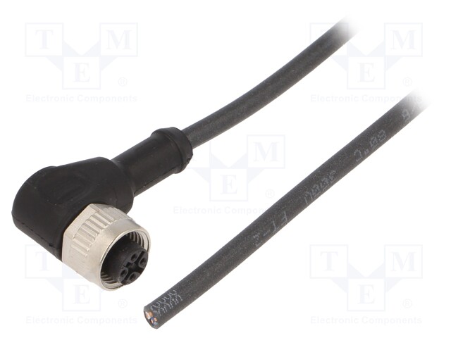 Connection lead; M12; PIN: 4; angled; 2m; plug; 250VAC; 4A; -25÷80°C