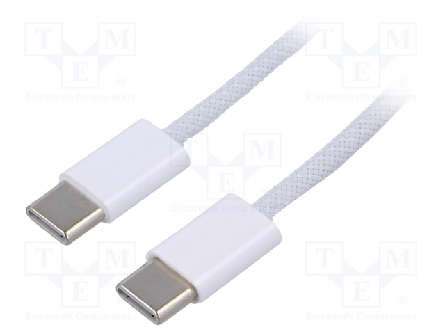 Cable; USB 2.0; USB C plug,both sides; nickel plated; 1m; white