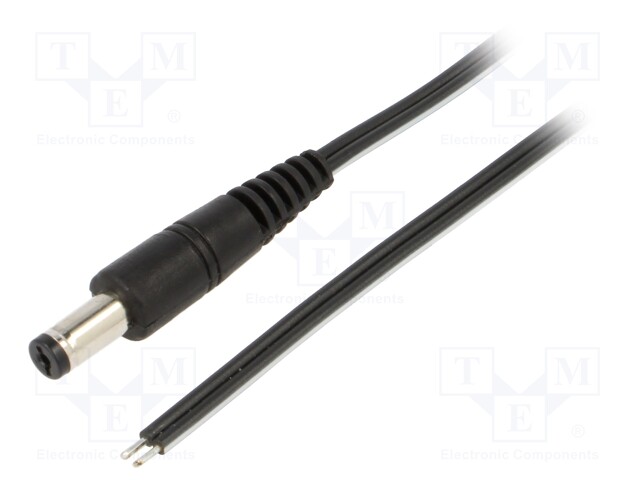 Cable; wires,DC 5,5/1,7 plug; straight; 0.5mm2; black; 1.5m