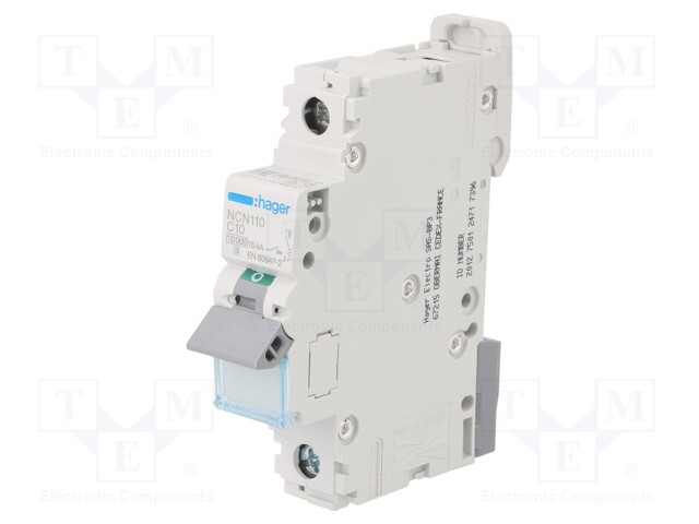 Circuit breaker; 230/400VAC; Inom: 10A; Poles: 1; DIN; Charact: C