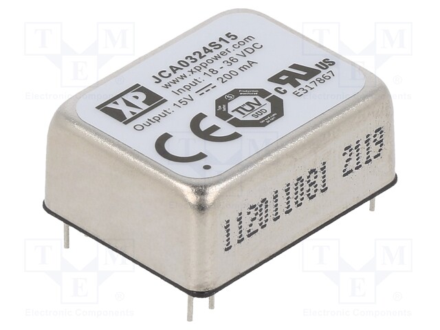 Converter: DC/DC; 3W; 15VDC; Mounting: THT; Series: JCA; OUT: 1