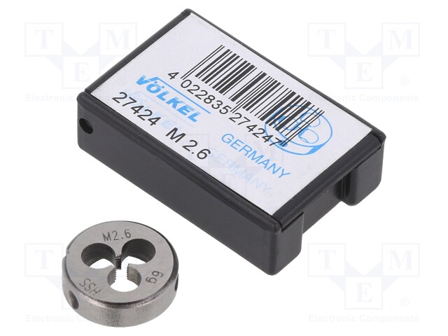 Threading die; HSS; M2,6; 0.45; Ø: 16mm; Thk: 5mm; 6g