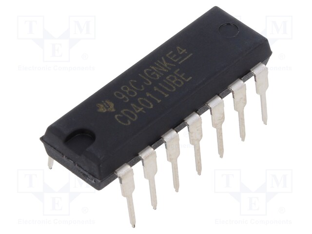 Logic IC, NAND Gate, Quad, 2 Inputs, 14 Pins, DIP, 4011