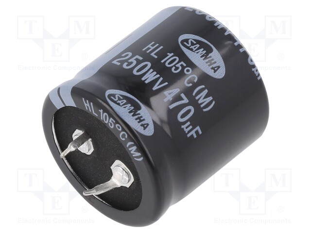 Capacitor: electrolytic; SNAP-IN; 470uF; 250VDC; Ø30x30mm; ±20%