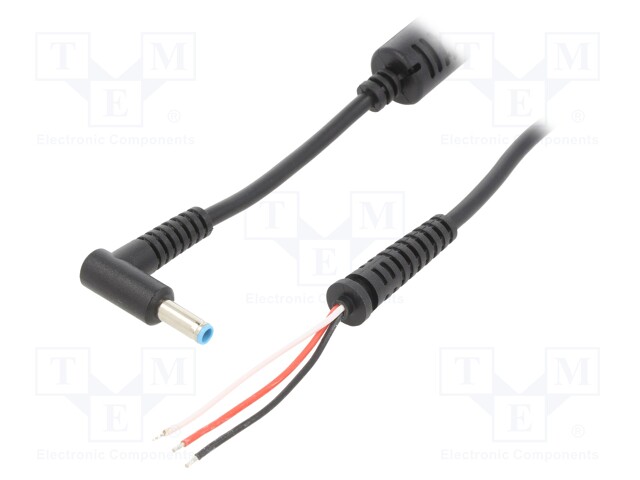 Cable; wires,DC 4,5/3,0 plug; angled; 0.5mm2; black; 1.2m