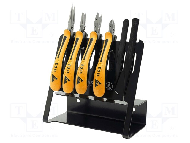 Kit: general purpose; Pcs: 6; Kit: tweezers,stand,pliers; ESD