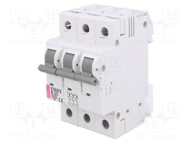 Circuit breaker; 400VAC; Inom: 25A; Poles: 3; DIN; Charact: B; 6kA