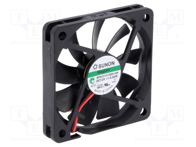 Fan: DC; axial; 12VDC; 60x60x10mm; 20.62m3/h; 21.5dBA; Vapo; 3000rpm