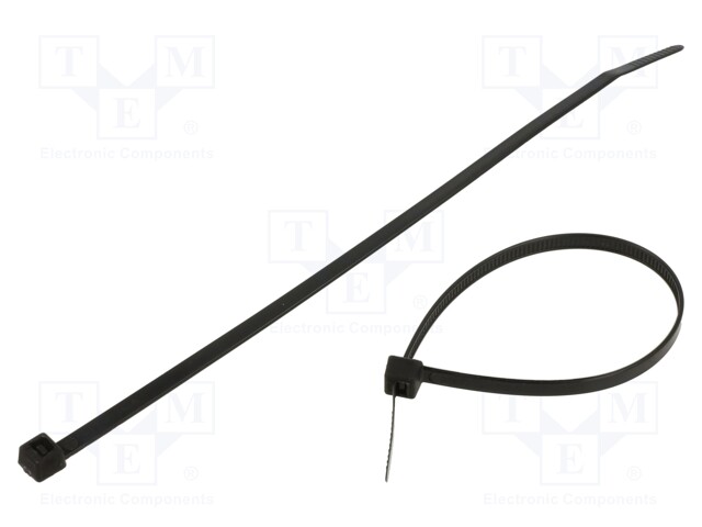 Cable tie; L: 202mm; W: 4.6mm; polypropylene; 111N; black; UL94HB