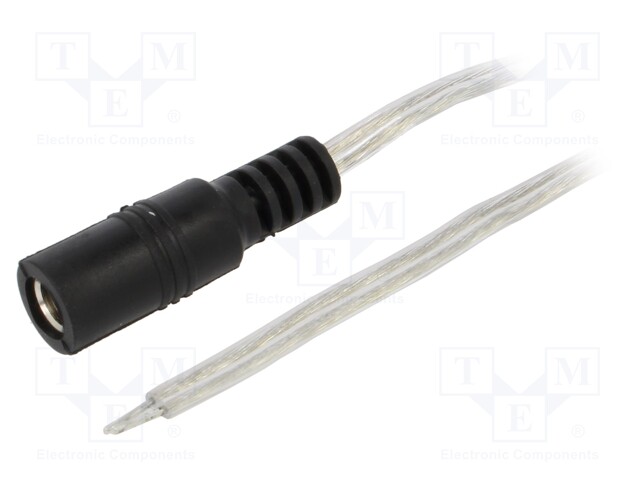 Cable; wires,DC 5,5/2,5 socket; straight; 0.5mm2; transparent; 5m