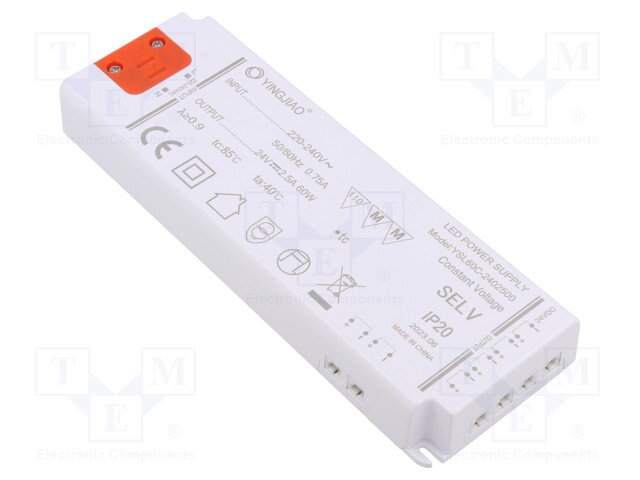 Power supply: switched-mode; LED; 60W; 24VDC; 2.5A; 220÷240VAC