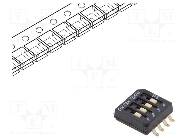 Switch: DIP-SWITCH; Poles number: 4; OFF-ON; 0.025A/24VDC; Pos: 2