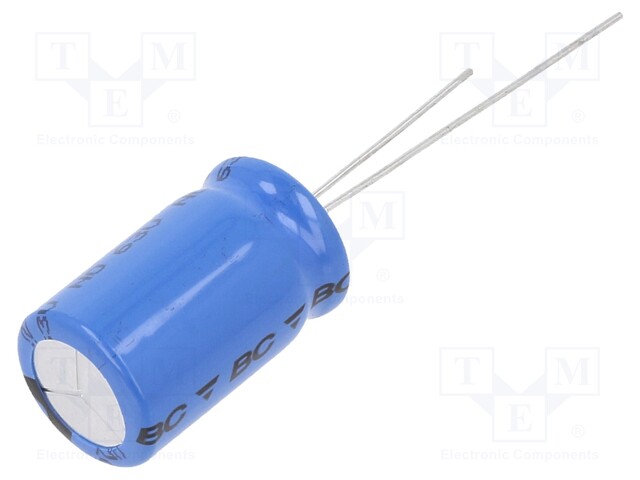 Capacitor: electrolytic; THT; 220uF; 63VDC; Ø12.5x20mm; Pitch: 5mm