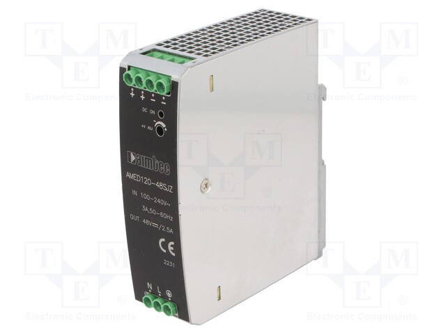 Power supply: switched-mode; 120W; 90÷264VAC; 48VDC; Iout: 2.5A