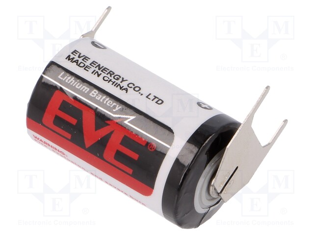 Battery: lithium; 3.6V; 1/2AA,1/2R6; 3pin,positive pole:  2pin