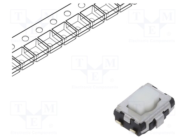 Push-button; SPST; Pos: 2; 0.02A/15VDC; SMD; none; OFF-(ON); 100mΩ