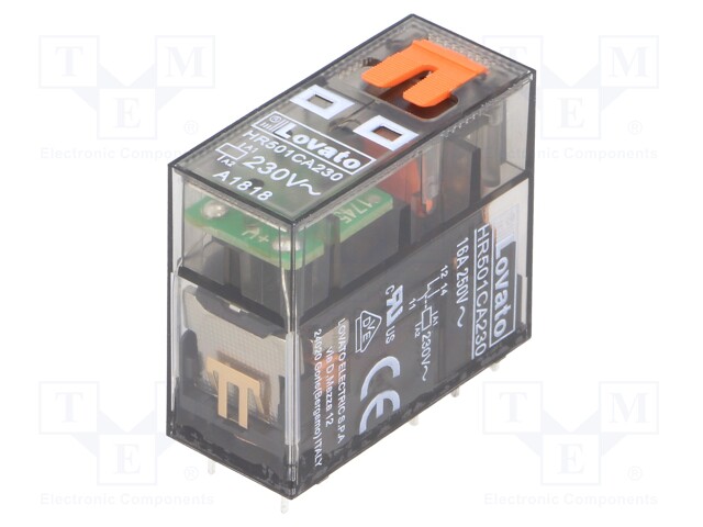 Relay: electromagnetic; SPDT; Ucoil: 230VAC; 16A/250VAC; 12A/30VDC