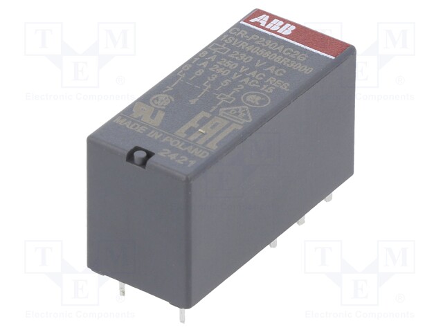 Relay: electromagnetic; DPDT; Ucoil: 230VAC; 8A; max.250VAC