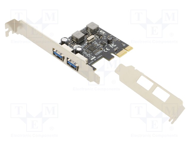 PC extension card: PCIe; USB A socket x2; USB 3.0; 5Gbps; 0÷85°C