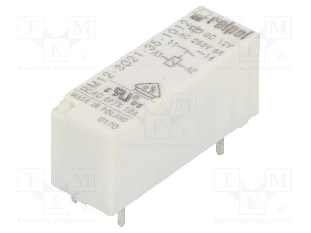 Relay: electromagnetic; SPST-NO; Ucoil: 12VDC; 8A/250VAC; 8A/24VDC