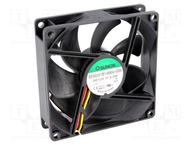 Fan: DC; axial; 12VDC; 92x92x25mm; 87.55m3/h; 34dBA; ball bearing