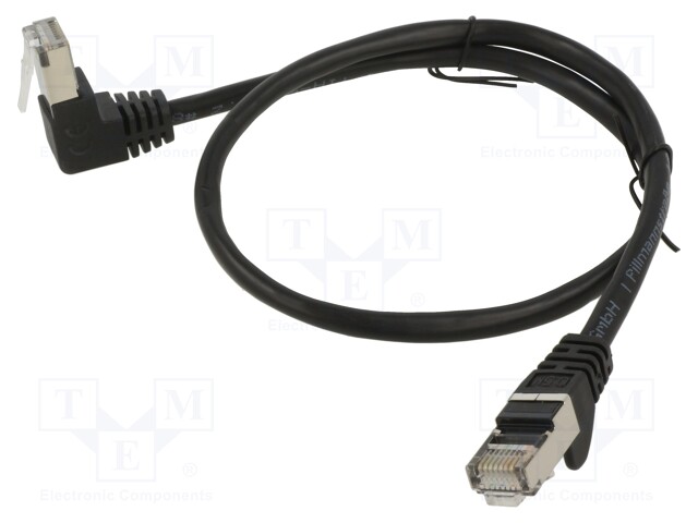 Patch cord; F/UTP; 5e; stranded; CCA; PVC; black; 0.5m; 26AWG