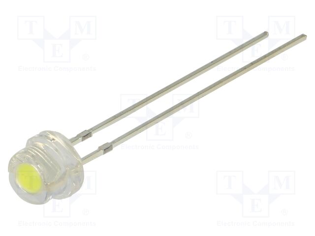 LED; 4.8mm; white; 140°; Front: convex; 11.5÷12VDC; No.of term: 2