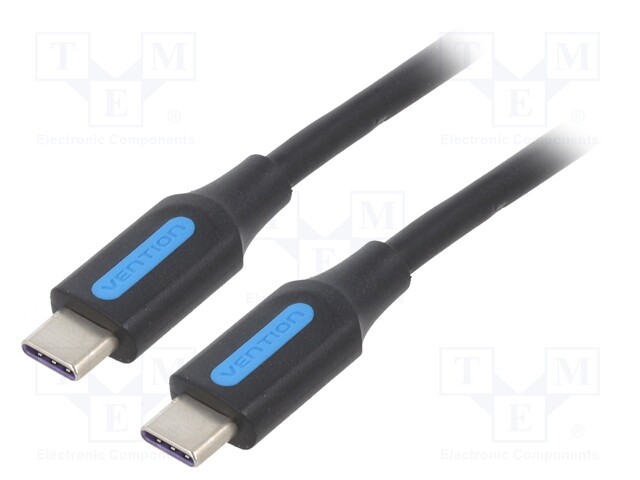 Cable; USB 2.0; USB C plug,both sides; 1.5m; black; 480Mbps; 100W