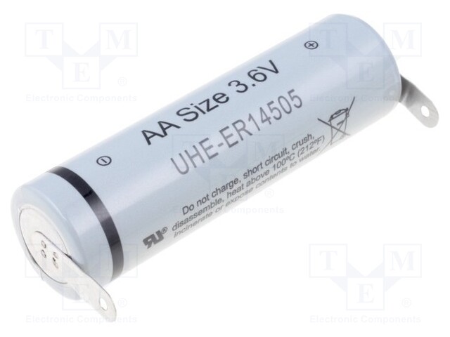 Battery: lithium; 3.6V; AA; soldering lugs; Ø14.5x50.5mm; 2000mAh