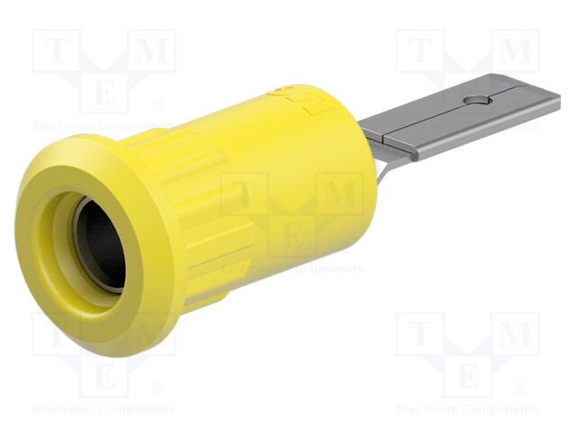 Socket; 4mm banana; 25A; 30VAC; 60VDC; yellow; nickel plated