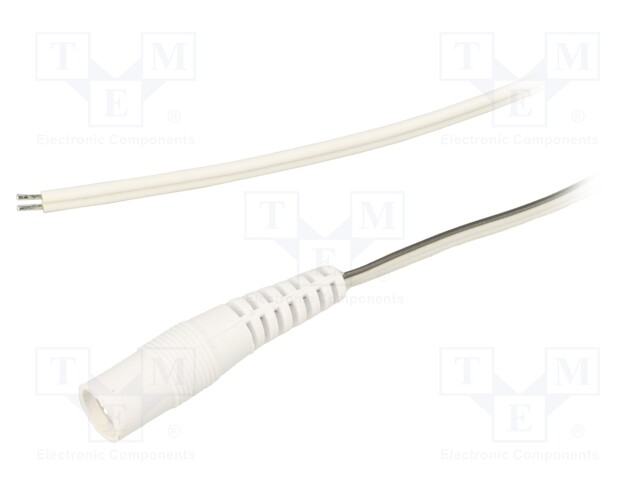 Cable; wires,DC 5,5/2,1 socket; straight; 0.5mm2; white; 3m