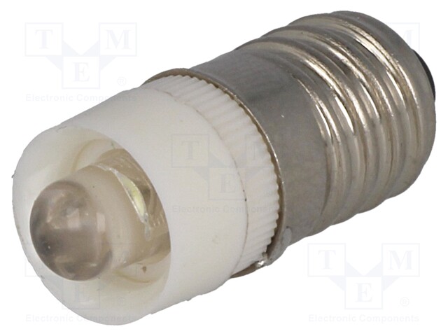 LED lamp; white; E10; 12VDC; 12VAC