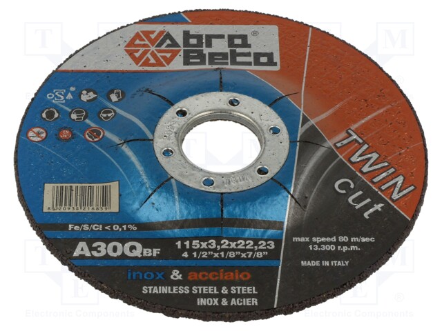 Cutting wheel; Ø: 115mm; Øhole: 22.23mm; Disc thick: 3.2mm