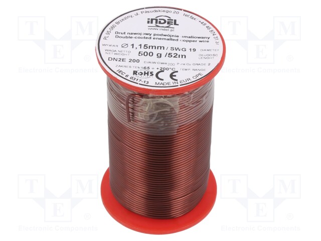 Coil wire; double coated enamelled; 1.15mm; 500g; -65÷200°C