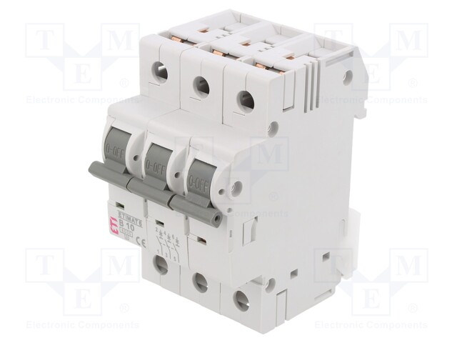 Circuit breaker; 230/400VAC; Poles: 3; DIN; Charact: B; 6kA; IP20