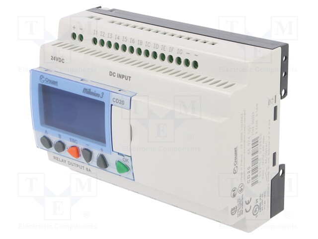 Programmable relay; IN: 12; Anal.in: 6; OUT: 8; OUT 1: relay; 24VDC