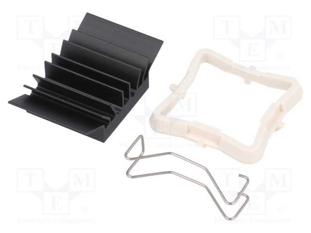 Heatsink: extruded; grilled; black; L: 21mm; W: 21mm; H: 9.5mm; 12°C/W