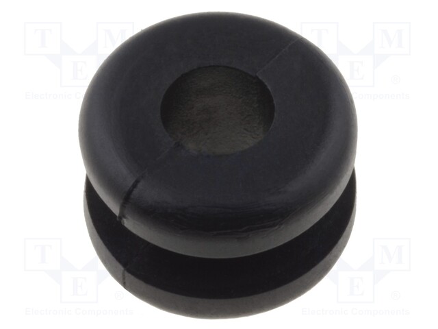 Grommet; Ømount.hole: 6.4mm; Øhole: 4mm; PVC; black; -30÷60°C