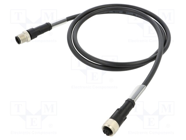 Connection lead; M12; PIN: 8; 1m; plug; 30VAC; 4A; -25÷80°C; 30VDC